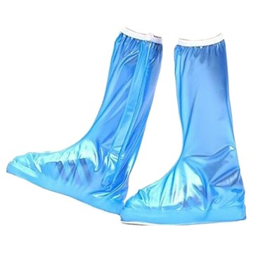 小麥購物 高筒隱藏式拉鍊全方位防雨鞋套 L4424  L  珠光藍