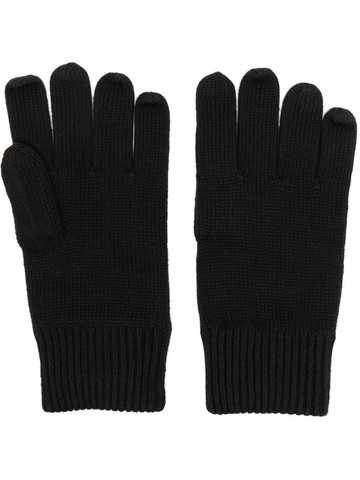 Tommy Hilfiger - embroidered-logo knitted gloves - men - Cotton/Cashmere - One Size - Black