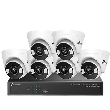 TP-Link 昌運監視器 組合 VIGI NVR1008H-8MP 8路主機+VIGI C440-W VIGI 4MP 全彩 Wi-Fi 半球型無線監視器*6