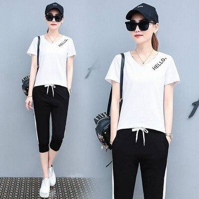 ジャージ レディース 上下 セット おしゃれ セットアップ 夏 40代 きれいめ Tシャツ 半袖 Vネック 七分丈パンツ 運動服 大きいサイズ 部屋着 韓国風 着痩せ 通販 Lineポイント最大get Lineショッピング