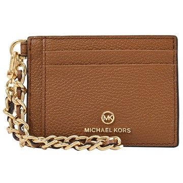 Michael Kors Jet Set Charm 浮雕LOGO鍊條掛飾卡夾.咖