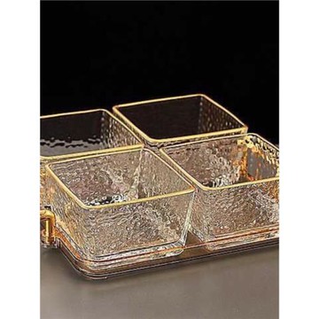 玻璃水果盤分格茶果盤擺盤零食干果點心小吃碟酒吧KTV會所擺放