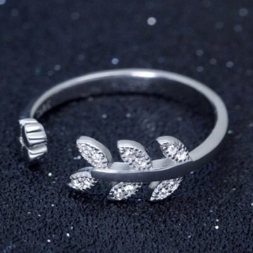 925純銀戒指鑲鑽開口戒-時尚氣質優雅樹枝情人節生日禮物女飾品73dt665【獨家進口】【米蘭精品】