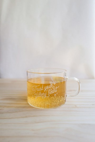 Trust Your Glittery Heart 寬口透明玻璃杯