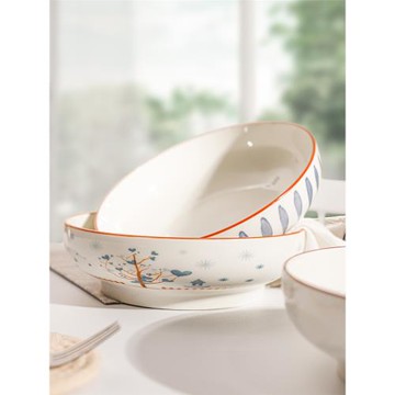 家用超大號碗酸菜魚大碗陶瓷餐具套裝歐式特大號湯盆10英寸可微波