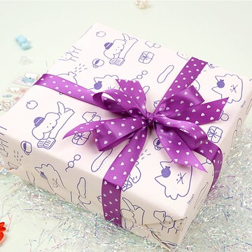 Moong9 波巴特色抗菌捲筒包裝紙 10公尺  淺紫色  1個