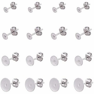 ピアス パーツ 約120個セット 304 ステンレス 3サイズ イヤリング 丸皿 ピアス ポスト金具 ピン ジュエリー DIY用 手芸 材料 手 ...