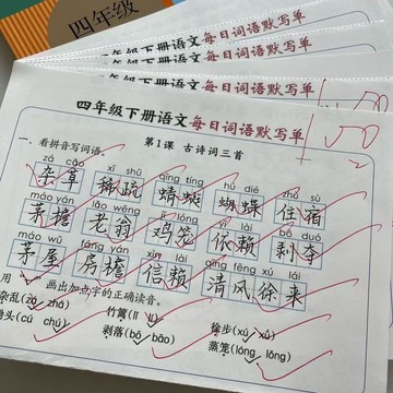 🔥臺灣出貨🔥【3天內熱銷7450件】新版一二三四五六年級下冊語文課本衕步每日一練小紙條默寫單作業