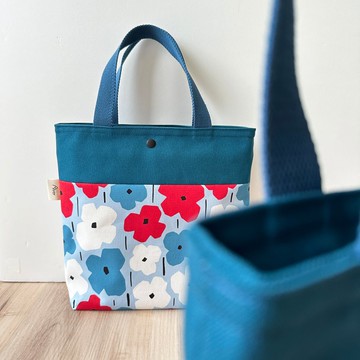 【River】大散步包/原創設計布料/日日春/藍