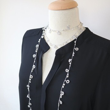 150cm Lariette of珠子代替-寶石-水晶灰