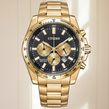 CITIZEN星辰 Chronograph系列 經典三眼 計時腕錶 44mm / AN8233-51E