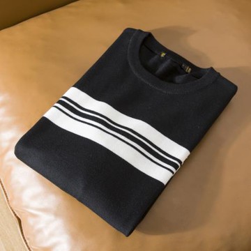 買買！男生春秋薄款撞色條紋打底針織衫一線剪標品牌男裝長袖上衣