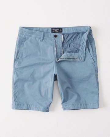 美國百分百【Abercrombie & Fitch】褲子 AF 短褲 休閒褲 五分褲 麋鹿 淺藍色  男29 30 33腰  H927