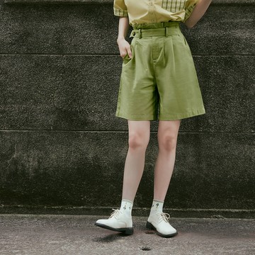 OB嚴選 純棉荷葉造型腰頭A字短褲 《BA7438》日系/大尺碼/現貨/女裝