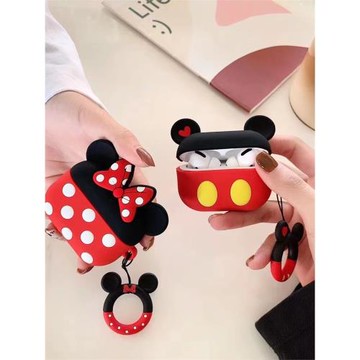 日韓卡通情侶米妮米奇適用AirPods4保護套1/2硅膠防摔盒airpodspro3蘋果無線藍牙耳機殼Pro2女3代5代耳機軟套