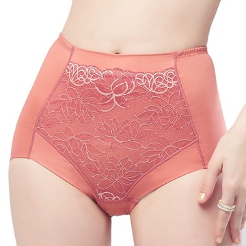 思薇爾 撩波芙蓉光影系列M-XXL蕾絲高腰三角飾體褲(果乾紅)