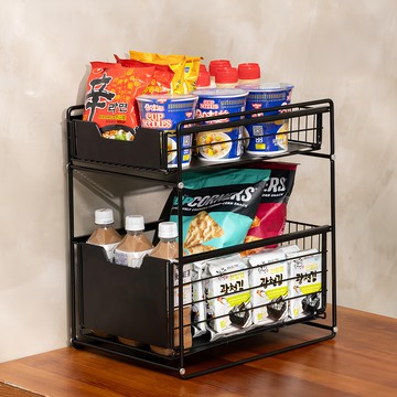 The Look GROCERIES STORAGE 櫥下雙層收納架 鐵製 37.4 x 28.2 x 44 公分  黑色  1個