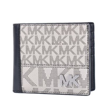 MICHAEL KORS Cooper 同色金屬標防刮LOGO證件六卡短夾-灰色