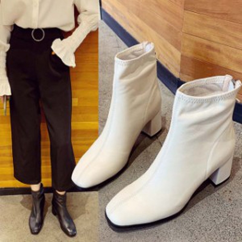 初売りソックスブーツ レディース チャンキーヒール 靴 ブーツ ポインテッドトゥ 美脚 シューズ おしゃれ 秋 冬 レザー 通勤 人気 オシャ 通販 Lineポイント最大1 0 Get Lineショッピング