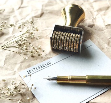 復古黃銅滾輪日期印章 (L)