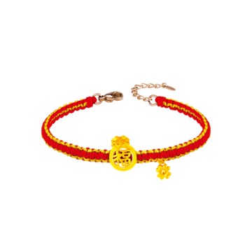 J code真愛密碼金飾 真愛-袋來幸福黃金編織手鍊款