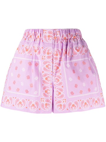 Maje - paisley-print cotton shorts - women - Cotton - 38 - Pink