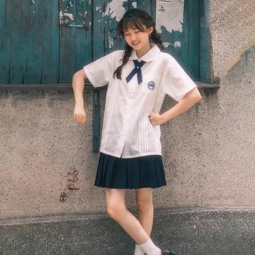 臺灣出貨+免運學生風琴褶白襯衫jk制服臺灣師大附中校服短袖畢業班服學院風套裝