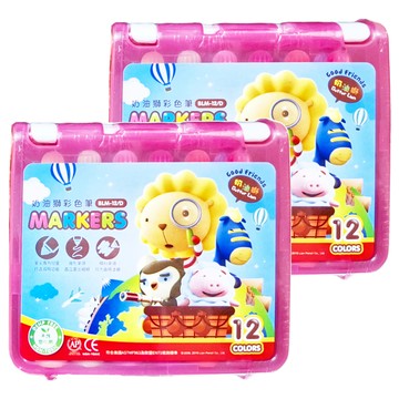 雄獅 奶油獅 可水洗安全無毒兒童彩色筆  12色  2盒