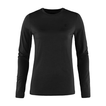 ├登山樂┤瑞典 Fjallraven小狐狸 Abisko Wool LS 長袖羊毛排汗衣 女 # FR84102-550 黑色