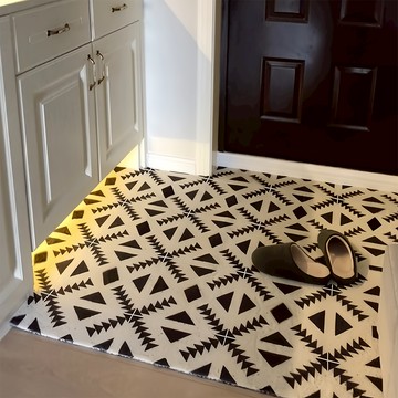 玄關絲圈地墊 幾何空間  60 x 40cm  黑色 + 白色  1個