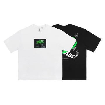 MMLABCREW夏季新款小領口白色黑色寬松落肩純棉圓領短袖T恤