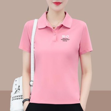 冰絲短袖t恤女夏季2025新款polo衫上衣中年媽媽裝休閑運動半袖衫