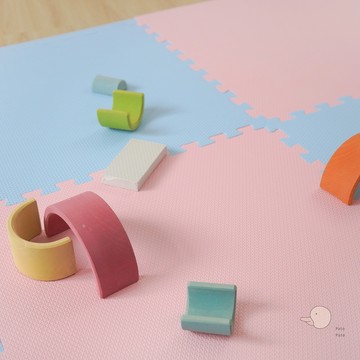 Pato.Pato - EVA巧拼地墊-馬卡龍雙色雙面-淺粉&天藍 (60x60x2cm)-6片 (附贈邊條x12)