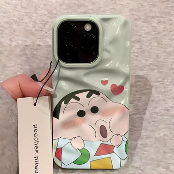 驚訝可愛小新 適用蘋果17Promax手機殼iPhone16Plus軟殼15隕石紋理14大孔13波浪紋12趣味11保護殼