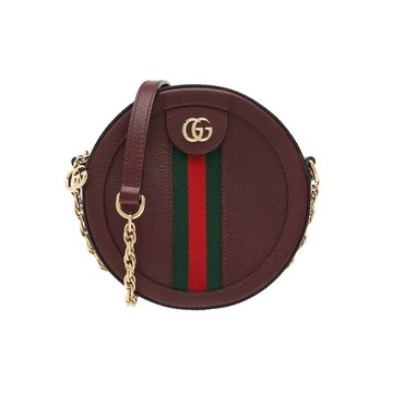 GUCCI 550618 OPHIDIA 系列皮革圓餅包單肩包 / 迷你