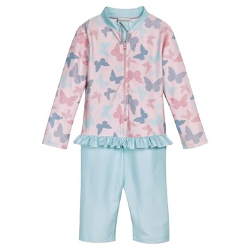 Playshoes 抗UV長袖防曬防寒兒童連身泳裝-蝴蝶  98/104  蝴蝶 多色  1入