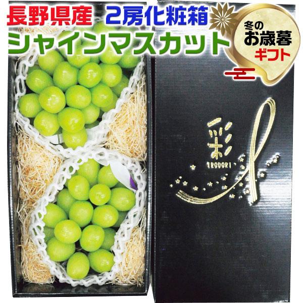 お歳暮 冬ギフト 2023 長野県産 シャインマスカット ２房 化粧箱 予約 高級 ぶどう 葡萄 果物 フルーツ ブドウ お取り寄せ プレゼント ギフト広場