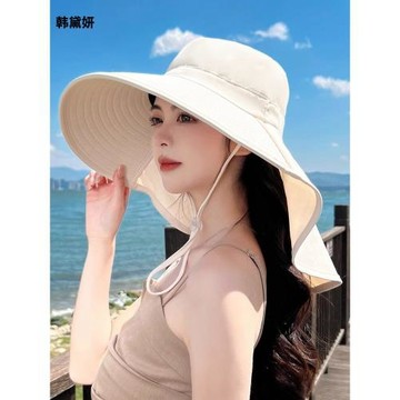 大帽檐防曬帽女遮臉披肩防紫外線夏季太陽騎行戶外遮陽登山帽涼帽