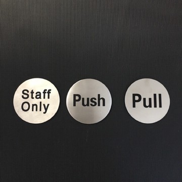 不銹鋼 圓形推拉Push Pull員工專用STAFF ONLY 禁止吸煙Private 標示牌 指示牌 歡迎牌 開店必備