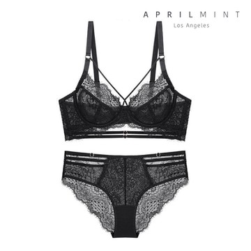 April Mint Black Swan 黑天鵝性感飾帶蕾絲金釦無襯鋼圈內衣