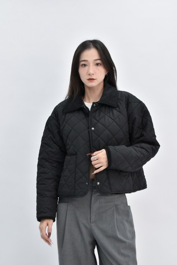(M) moani質感內刷毛燈芯絨黑色外套
