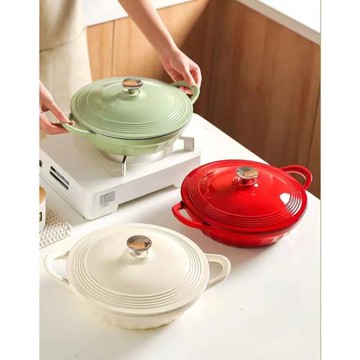 千樂歐鑄鐵搪瓷琺瑯鍋燉鍋炒鍋海鮮鍋媽咪鍋干鍋燜焗燉鍋平底鍋