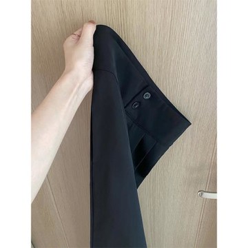 黑色窄版闊腿褲女秋冬新款胖妹妹mm梨型身材高腰寬松顯瘦西裝褲子
