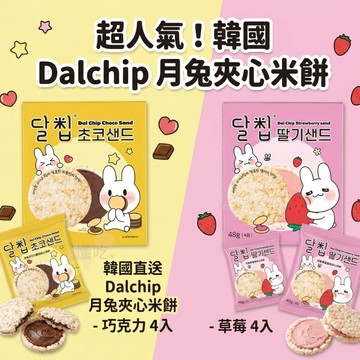 Dalchip 月兔夾心米餅 (4入/盒) 48g【懂吃】巧克力/草莓 酥脆米餅 爆漿內餡 獨立包裝 辦公室零食