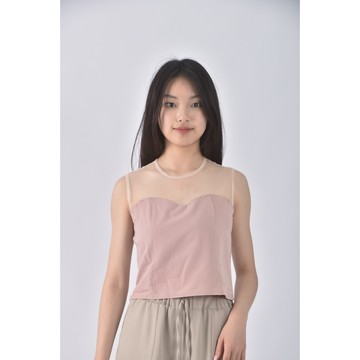 (S) classy韓牌質感網紗粉色上衣二手衣