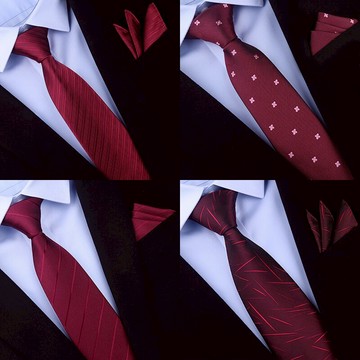 紅色結婚領帶男拉鏈式新郎婚禮高端正裝西裝商務男士免打懶人