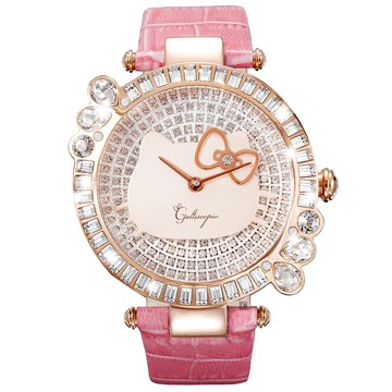 Galtiscopio迦堤 夢幻旋轉I’m Hello Kitty水晶錶-粉色/42mm(MGKYRGS001PLS)