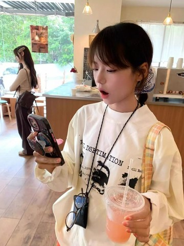 美式復古簡約hiphop字母印花長袖T恤寬鬆小眾慵懶風疊穿打底衫女生上衣 男生長袖 圓領長袖 大學T 韓版T