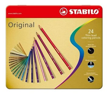 STABILO original細線高硬度色鉛筆鐵盒24色 *8778-6【領券滿額再折千5/31止】