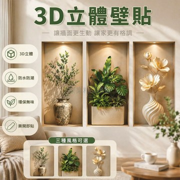 桃園出貨✨ 3D立體感牆貼 植物盆栽壁貼 客廳房間裝飾牆紙 自黏背景牆畫 CT02系列